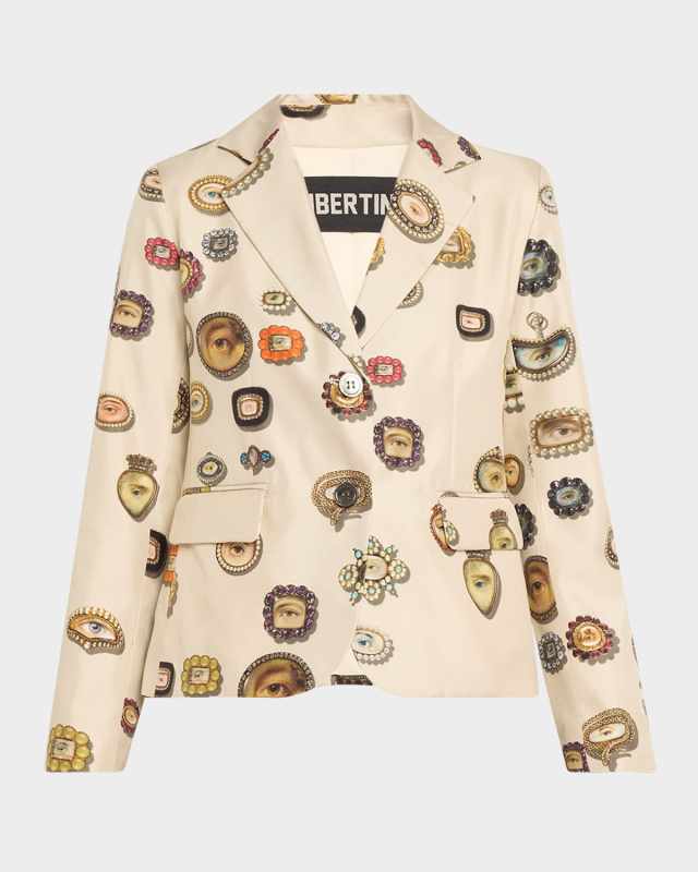 Ivory Lovers Eyes Single-Breasted Short Jacket